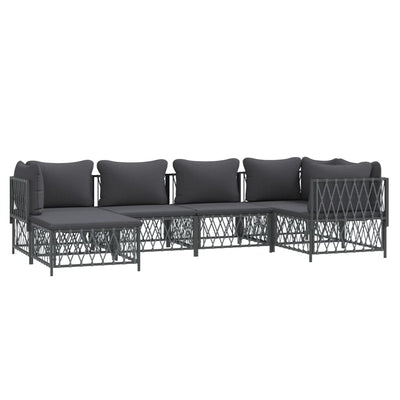 6 Piece Garden Lounge Set with Cushions Anthracite Steel Payday Deals