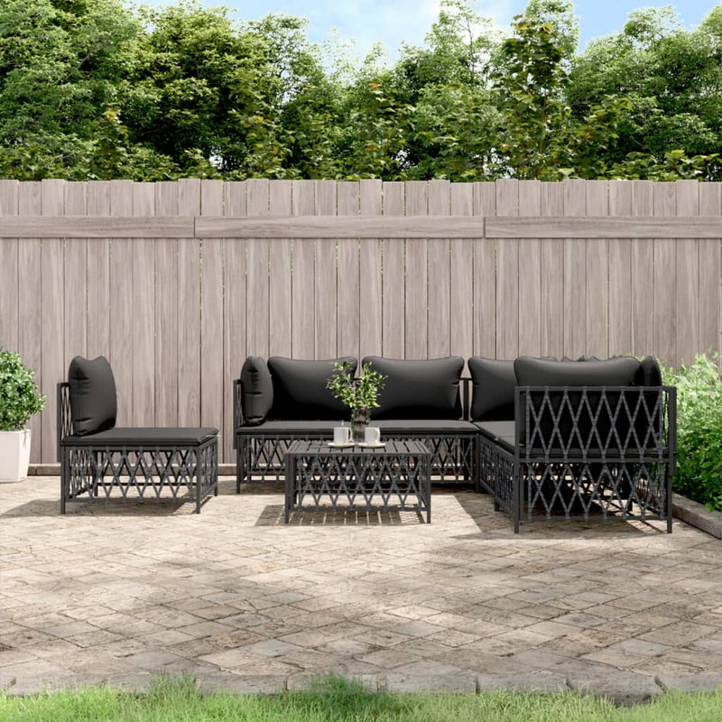 6 Piece Garden Lounge Set with Cushions Anthracite Steel Payday Deals
