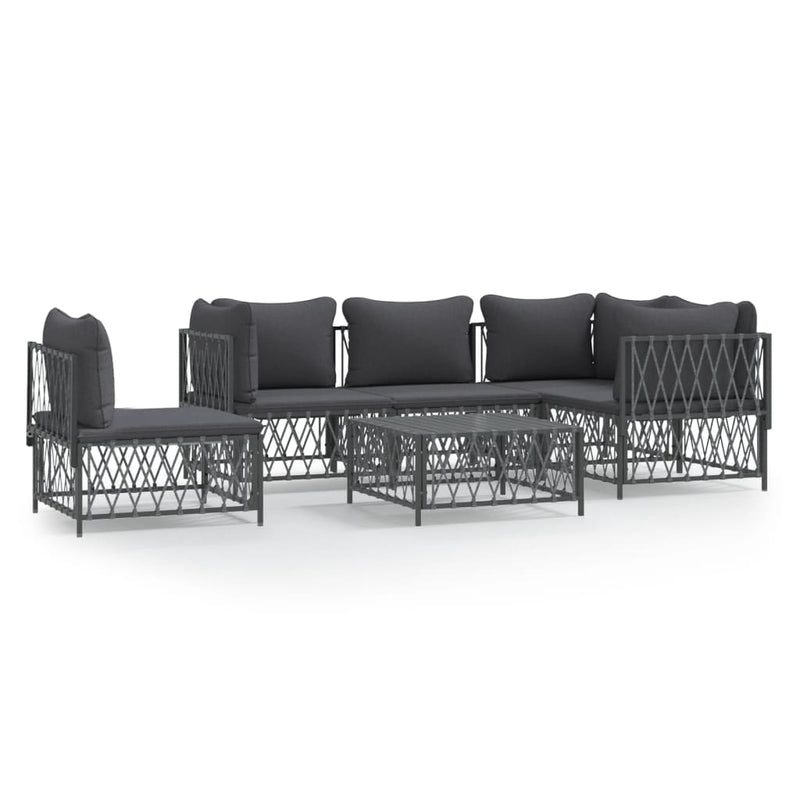6 Piece Garden Lounge Set with Cushions Anthracite Steel Payday Deals