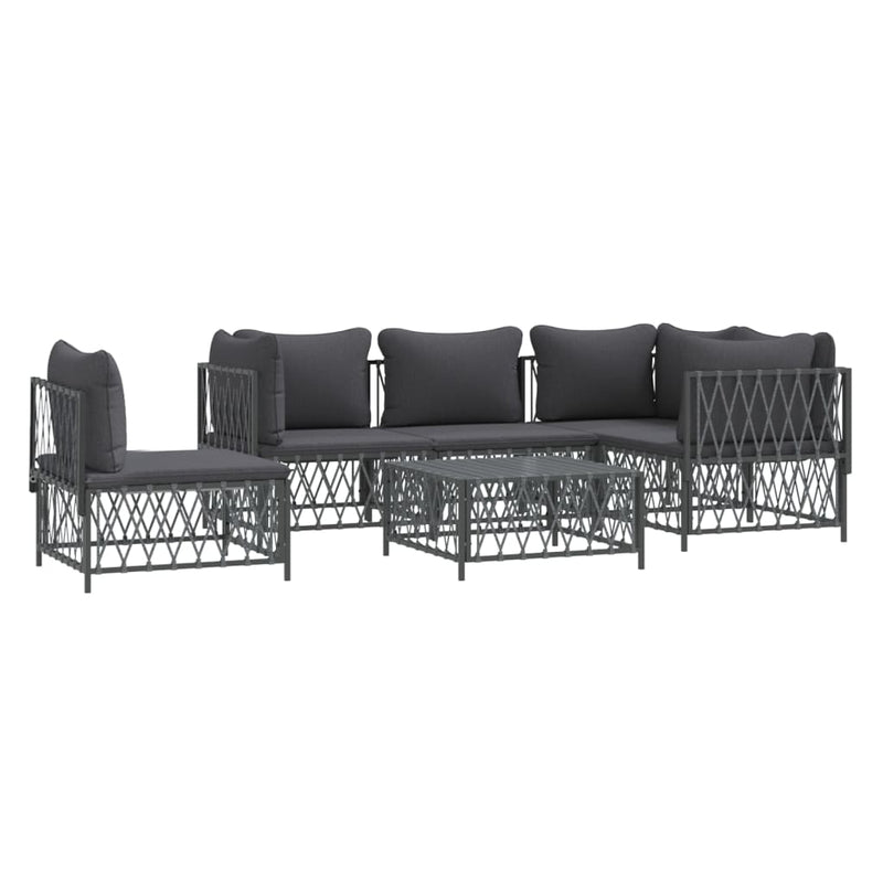 6 Piece Garden Lounge Set with Cushions Anthracite Steel Payday Deals
