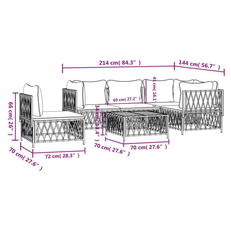6 Piece Garden Lounge Set with Cushions Anthracite Steel Payday Deals