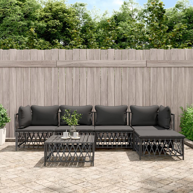 6 Piece Garden Lounge Set with Cushions Anthracite Steel Payday Deals