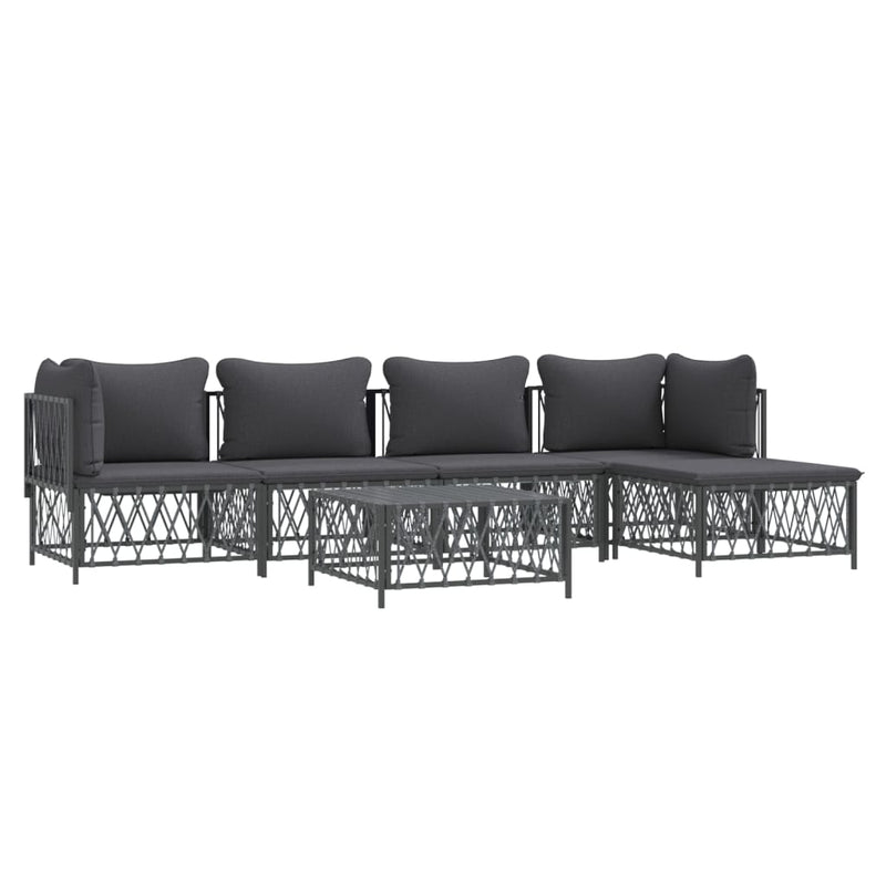 6 Piece Garden Lounge Set with Cushions Anthracite Steel Payday Deals