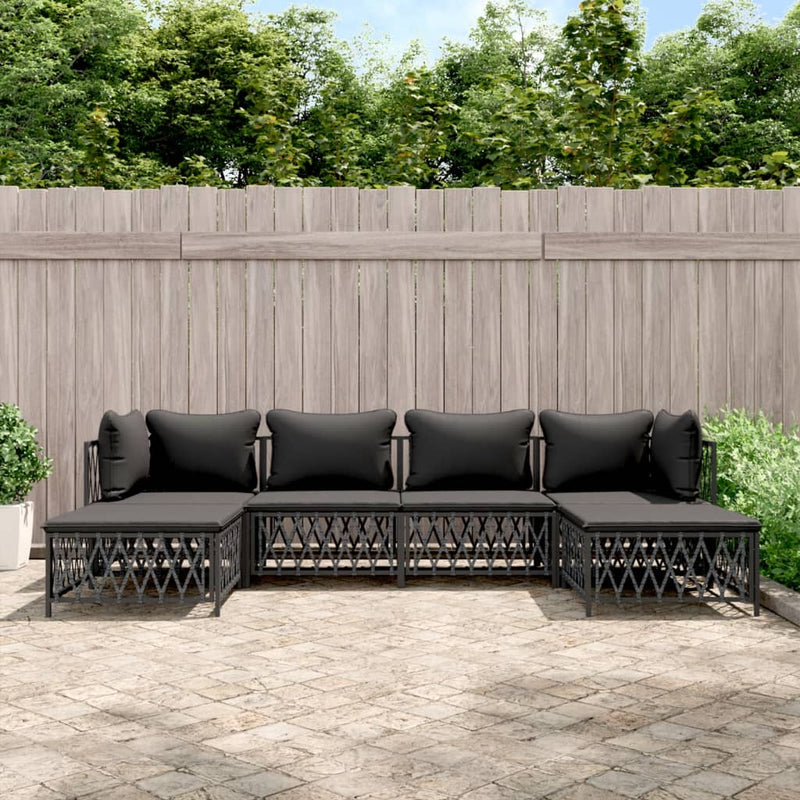 6 Piece Garden Lounge Set with Cushions Anthracite Steel Payday Deals