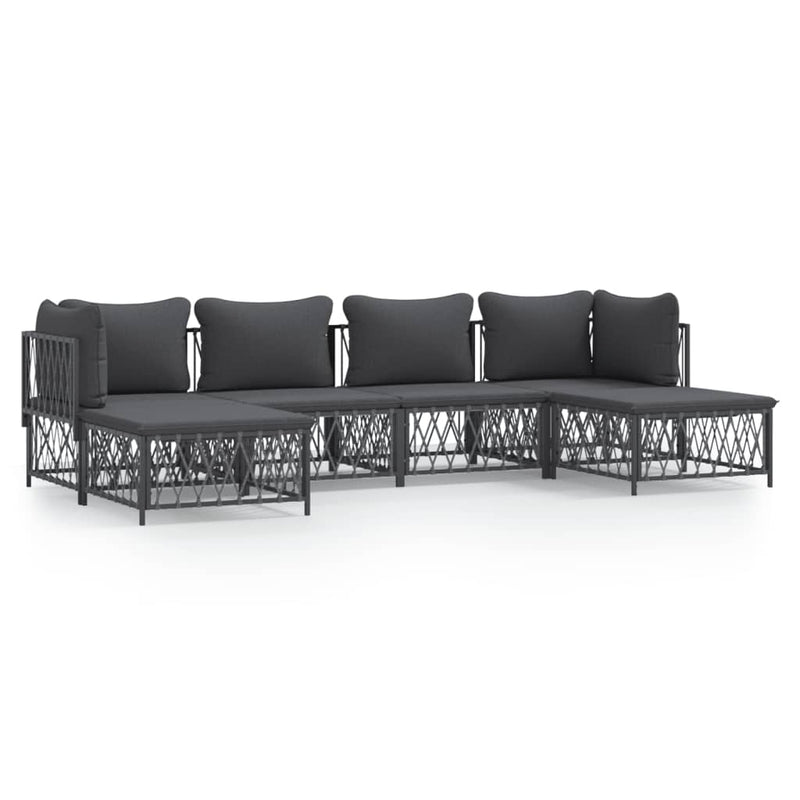 6 Piece Garden Lounge Set with Cushions Anthracite Steel Payday Deals