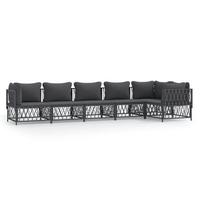 6 Piece Garden Lounge Set with Cushions Anthracite Steel Payday Deals