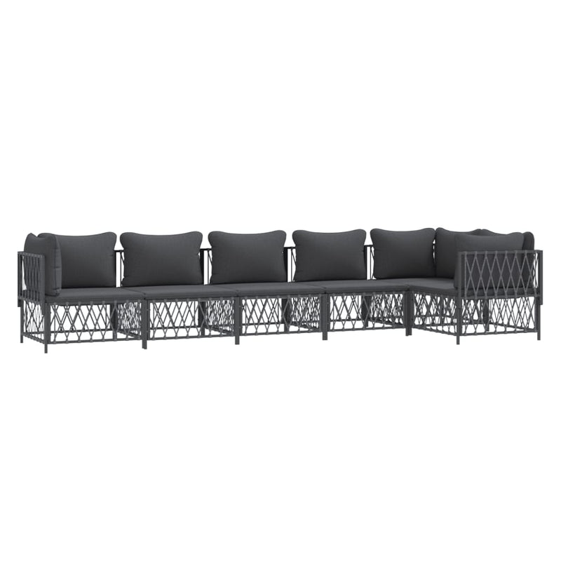 6 Piece Garden Lounge Set with Cushions Anthracite Steel Payday Deals