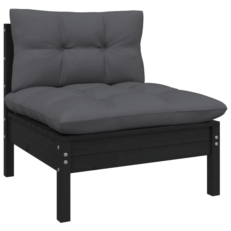 6 Piece Garden Lounge Set with Cushions Black Pinewood Payday Deals