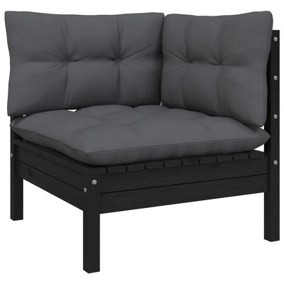 6 Piece Garden Lounge Set with Cushions Black Pinewood Payday Deals