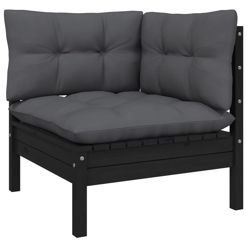 6 Piece Garden Lounge Set with Cushions Black Pinewood Payday Deals