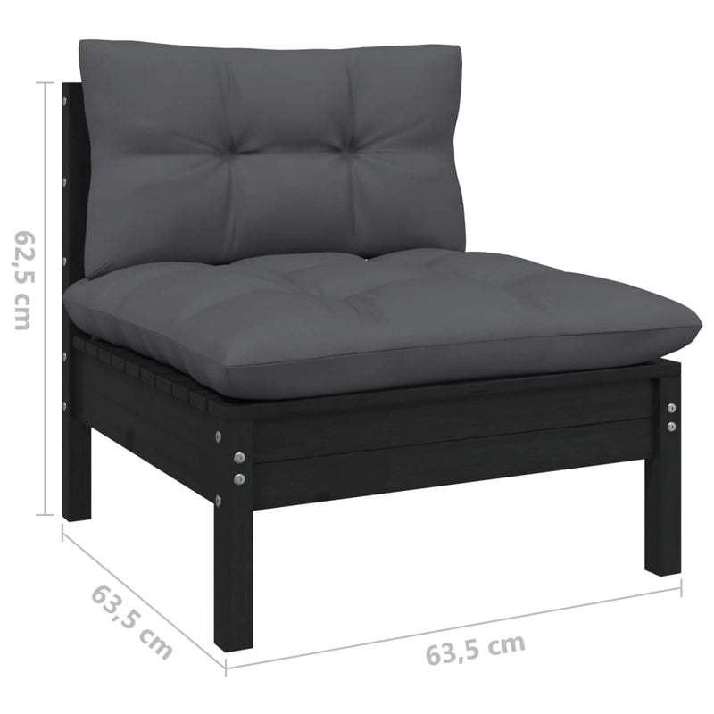 6 Piece Garden Lounge Set with Cushions Black Pinewood Payday Deals