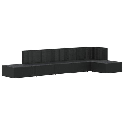 6 Piece Garden Lounge Set with Cushions Black Poly Rattan Payday Deals