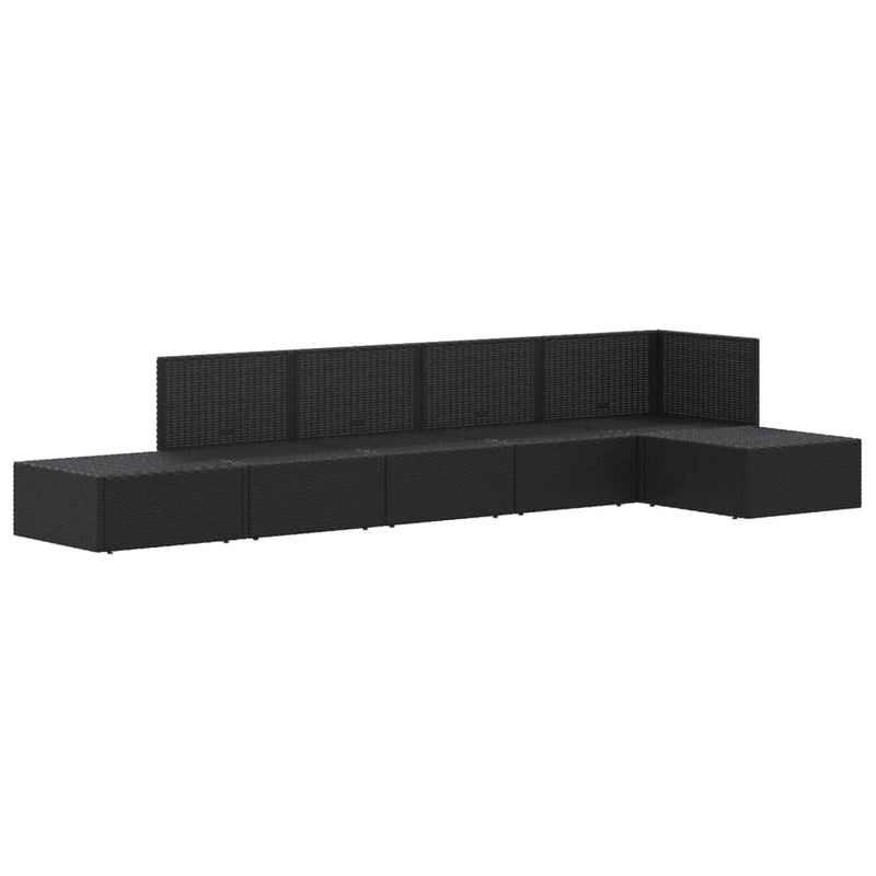 6 Piece Garden Lounge Set with Cushions Black Poly Rattan Payday Deals