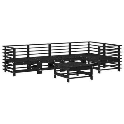 6 Piece Garden Lounge Set with Cushions Black Solid Wood Payday Deals
