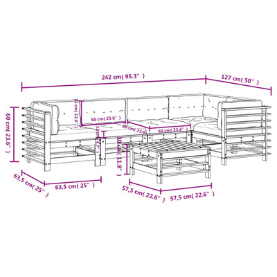 6 Piece Garden Lounge Set with Cushions Black Solid Wood Payday Deals