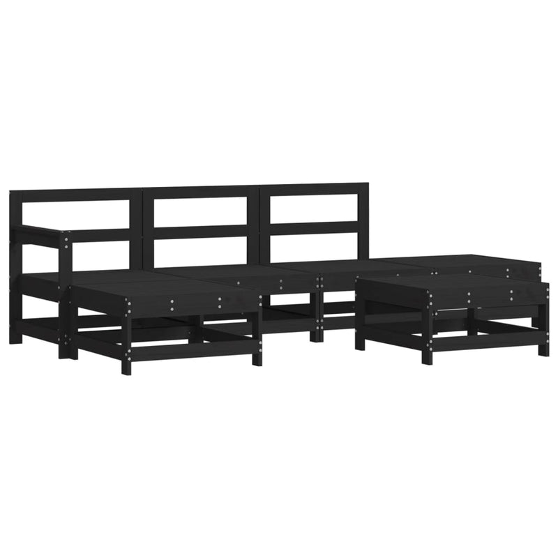 6 Piece Garden Lounge Set with Cushions Black Solid Wood Payday Deals