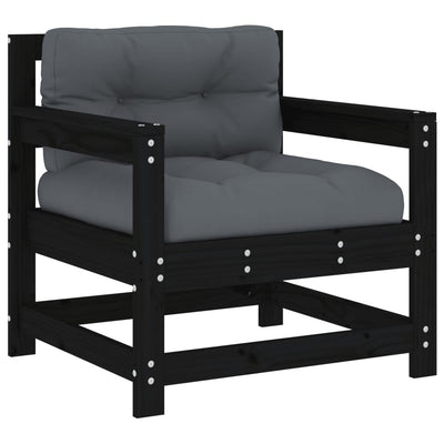 6 Piece Garden Lounge Set with Cushions Black Solid Wood Payday Deals