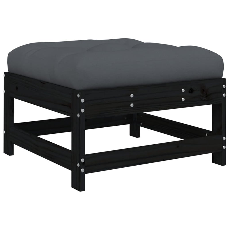 6 Piece Garden Lounge Set with Cushions Black Solid Wood Payday Deals