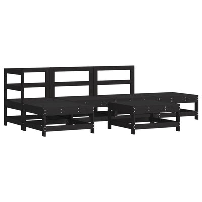 6 Piece Garden Lounge Set with Cushions Black Solid Wood Payday Deals