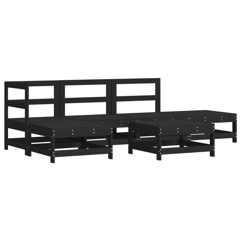 6 Piece Garden Lounge Set with Cushions Black Solid Wood Payday Deals