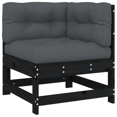 6 Piece Garden Lounge Set with Cushions Black Solid Wood Payday Deals