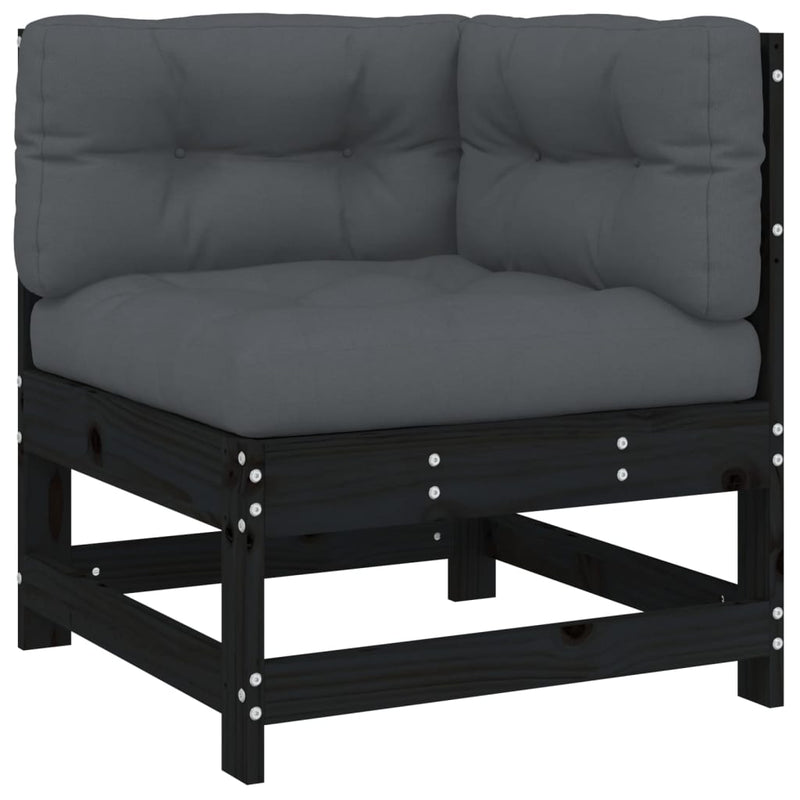 6 Piece Garden Lounge Set with Cushions Black Solid Wood Payday Deals