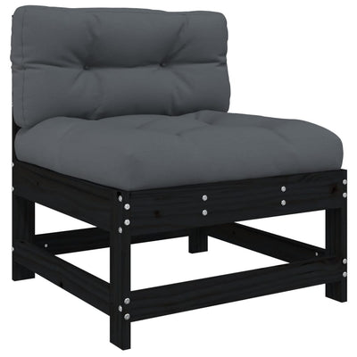 6 Piece Garden Lounge Set with Cushions Black Solid Wood Payday Deals