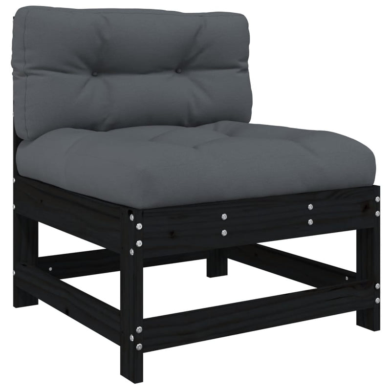6 Piece Garden Lounge Set with Cushions Black Solid Wood Payday Deals