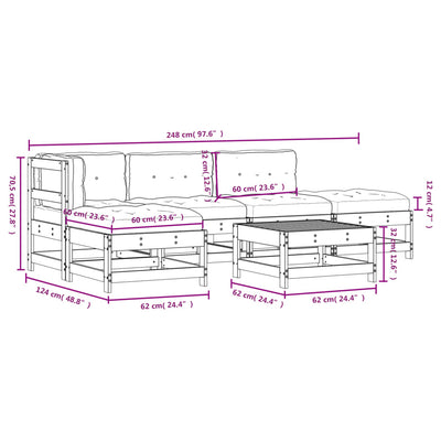 6 Piece Garden Lounge Set with Cushions Black Solid Wood Payday Deals