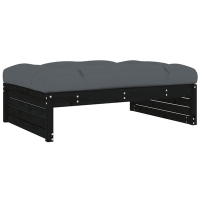 6 Piece Garden Lounge Set with Cushions Black Solid Wood Payday Deals