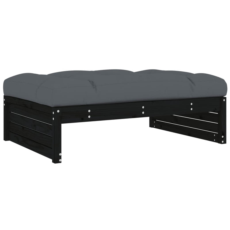 6 Piece Garden Lounge Set with Cushions Black Solid Wood Payday Deals