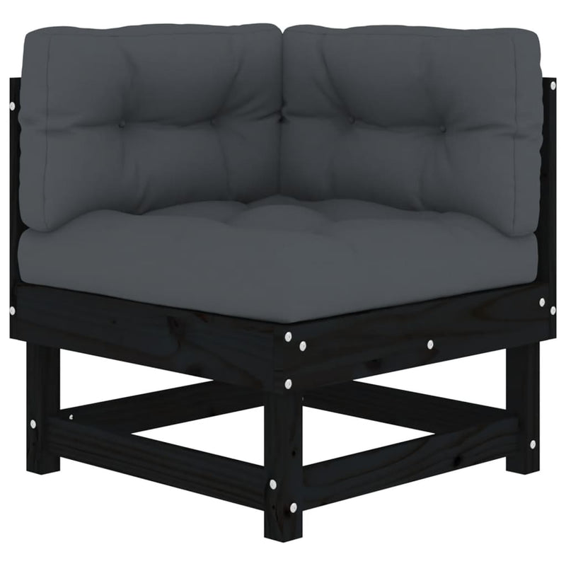 6 Piece Garden Lounge Set with Cushions Black Solid Wood Payday Deals