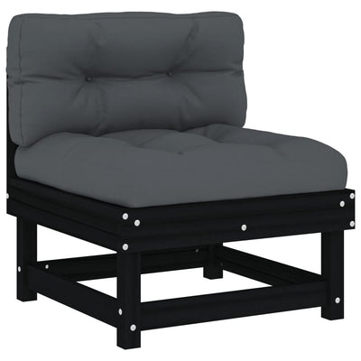6 Piece Garden Lounge Set with Cushions Black Solid Wood Payday Deals