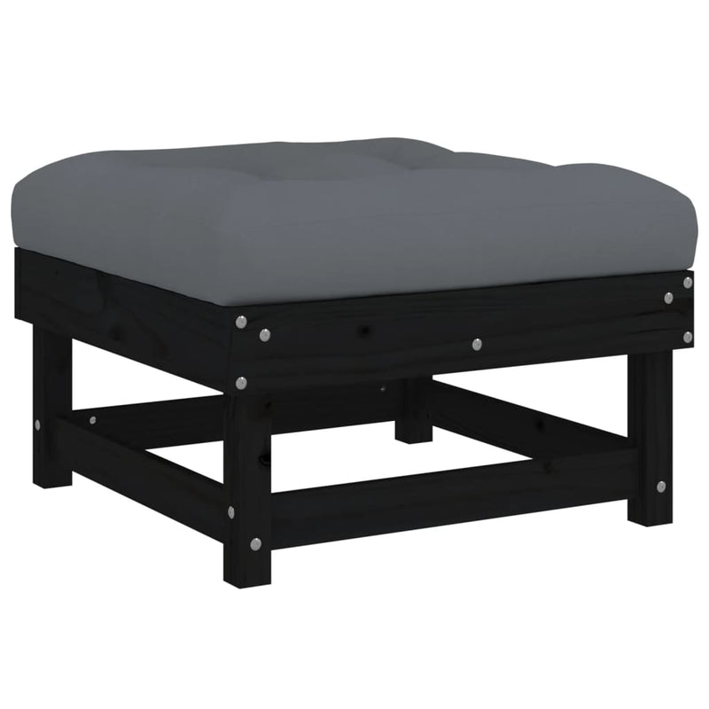 6 Piece Garden Lounge Set with Cushions Black Solid Wood Payday Deals