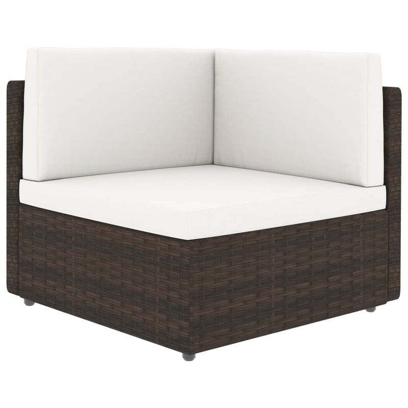 6 Piece Garden Lounge Set with Cushions Brown Poly Rattan Payday Deals