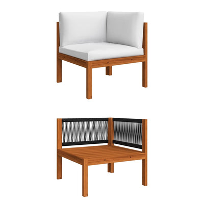 6 Piece Garden Lounge Set with Cushions Cream Solid Acacia Wood Payday Deals
