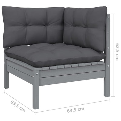 6 Piece Garden Lounge Set with Cushions Grey Pinewood Payday Deals