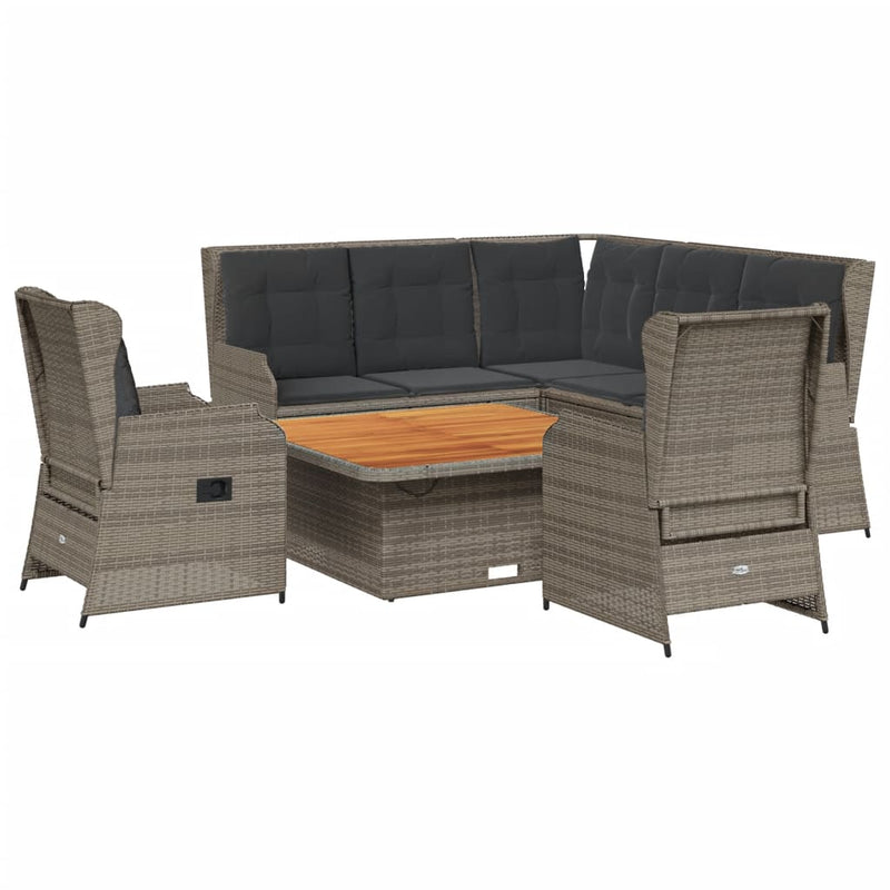 6 Piece Garden Lounge Set with Cushions Grey Poly Rattan Payday Deals