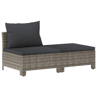 6 Piece Garden Lounge Set with Cushions Grey Poly Rattan Payday Deals
