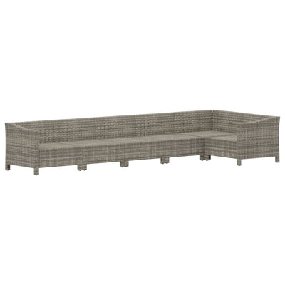 6 Piece Garden Lounge Set with Cushions Grey Poly Rattan Payday Deals
