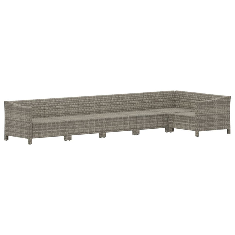 6 Piece Garden Lounge Set with Cushions Grey Poly Rattan Payday Deals