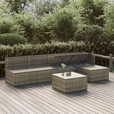 6 Piece Garden Lounge Set with Cushions Grey Poly Rattan Payday Deals