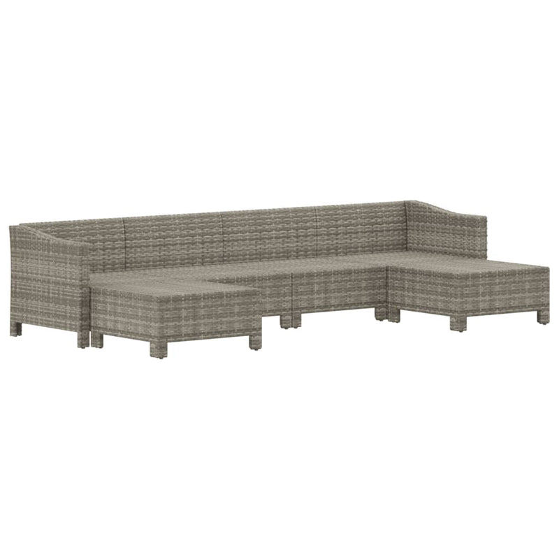6 Piece Garden Lounge Set with Cushions Grey Poly Rattan Payday Deals