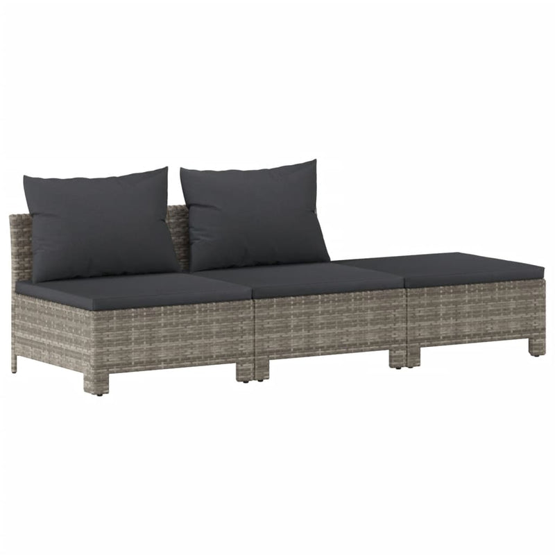 6 Piece Garden Lounge Set with Cushions Grey Poly Rattan Payday Deals