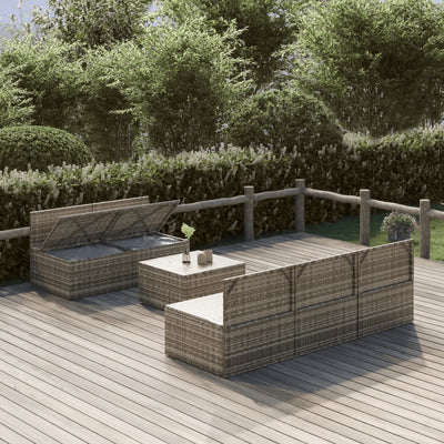 6 Piece Garden Lounge Set with Cushions Grey Poly Rattan Payday Deals