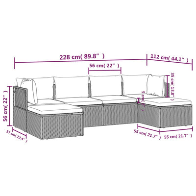 6 Piece Garden Lounge Set with Cushions Grey Poly Rattan Payday Deals