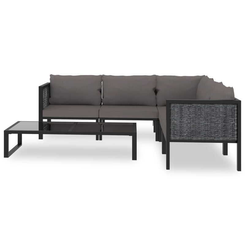 6 Piece Garden Lounge Set with Cushions Poly Rattan Anthracite Payday Deals