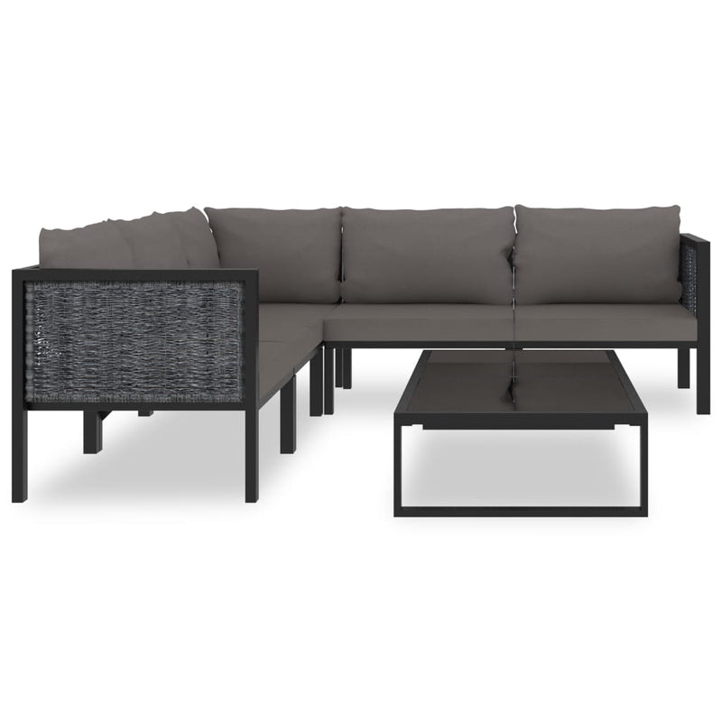 6 Piece Garden Lounge Set with Cushions Poly Rattan Anthracite Payday Deals