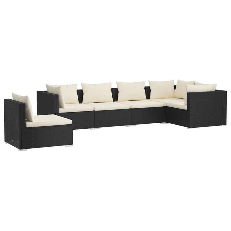 6 Piece Garden Lounge Set with Cushions Poly Rattan Black Payday Deals