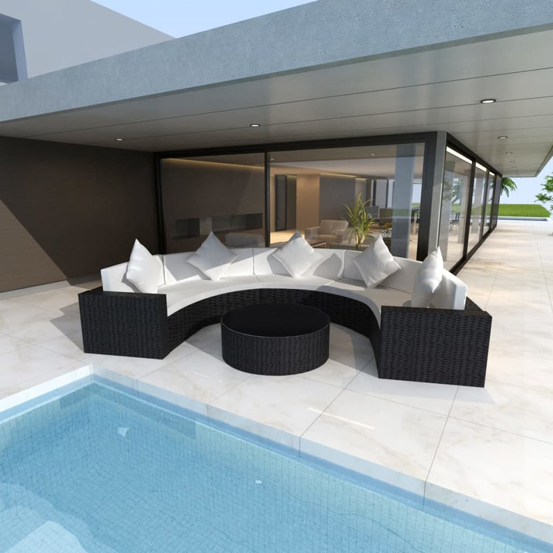 6 Piece Garden Lounge Set with Cushions Poly Rattan Black Payday Deals